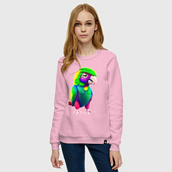 Свитшот хлопковый женский Мультяшный попугай, цвет: светло-розовый — фото 2