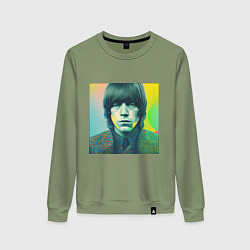 Свитшот хлопковый женский Brian Jones Pop Glitch Art, цвет: авокадо