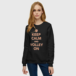 Свитшот хлопковый женский Keep calm and volley on, цвет: черный — фото 2