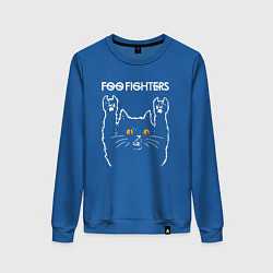Свитшот хлопковый женский Foo Fighters rock cat, цвет: синий