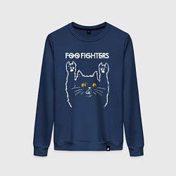 Свитшот хлопковый женский Foo Fighters rock cat, цвет: тёмно-синий