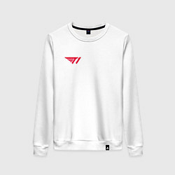 Свитшот хлопковый женский T1 red, цвет: белый