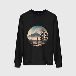 Свитшот хлопковый женский Природа Японии и Дальнего Востока, цвет: черный