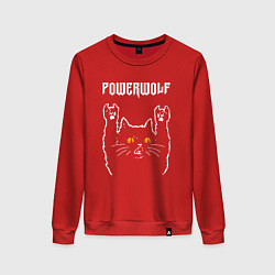 Свитшот хлопковый женский Powerwolf rock cat, цвет: красный