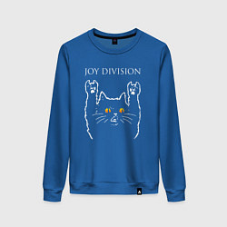 Свитшот хлопковый женский Joy Division rock cat, цвет: синий