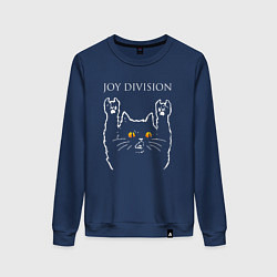 Свитшот хлопковый женский Joy Division rock cat, цвет: тёмно-синий