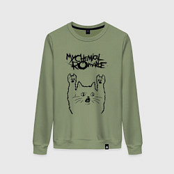 Свитшот хлопковый женский My Chemical Romance - rock cat, цвет: авокадо