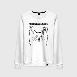 Свитшот хлопковый женский Nickelback - rock cat, цвет: белый