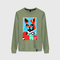 Женский свитшот Морда лисы - поп-арт - нейросеть