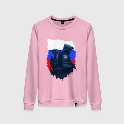 Свитшот хлопковый женский Военные РФ и флаг - neuro art, цвет: светло-розовый