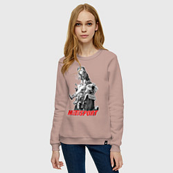 Свитшот хлопковый женский Moto girl, цвет: пыльно-розовый — фото 2