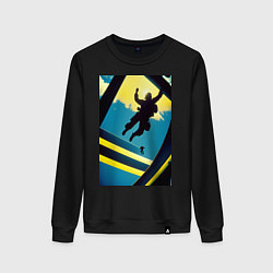 Свитшот хлопковый женский Два парашютиста, цвет: черный