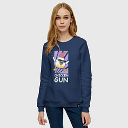 Свитшот хлопковый женский Chicken Gun - Game, цвет: тёмно-синий — фото 2