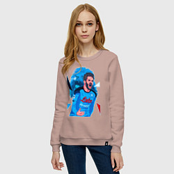 Свитшот хлопковый женский Хвича Кварацхелия Наполи Кварадона, цвет: пыльно-розовый — фото 2