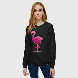 Свитшот хлопковый женский Фламинго минималистичный, цвет: черный — фото 2