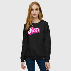 Свитшот хлопковый женский Логотип розовый Кен, цвет: черный — фото 2