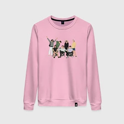 Свитшот хлопковый женский BTS kpop fan, цвет: светло-розовый