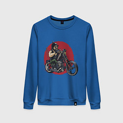 Свитшот хлопковый женский Biker red sun, цвет: синий