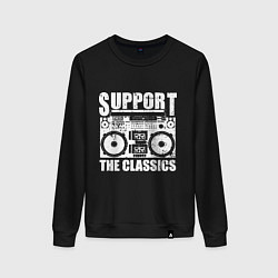 Свитшот хлопковый женский Support the classic, цвет: черный