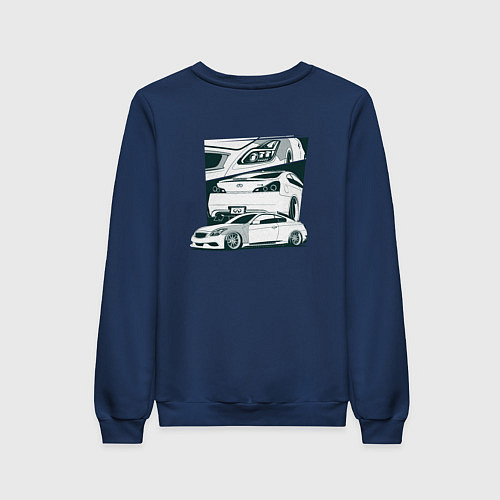 Женский свитшот Infiniti G37 Stance V2 / Тёмно-синий – фото 2