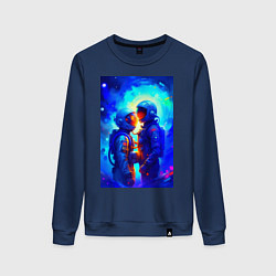 Свитшот хлопковый женский Космическая любовь - нейросеть, цвет: тёмно-синий