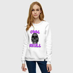 Свитшот хлопковый женский Cool Skull, цвет: белый — фото 2