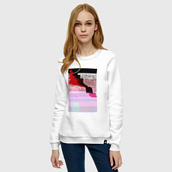 Свитшот хлопковый женский Abstract glitch, цвет: белый — фото 2