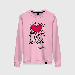 Женский свитшот Человечки с сердцем - поп арт Кит Харинг