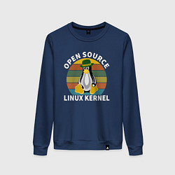 Свитшот хлопковый женский Пингвин ядро линукс, цвет: тёмно-синий