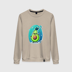 Свитшот хлопковый женский Cute avocado, цвет: миндальный