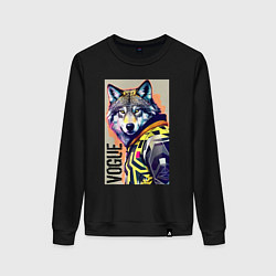 Свитшот хлопковый женский Wolf fashionista - pop art, цвет: черный