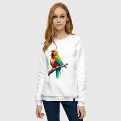 Свитшот хлопковый женский Попугай какаду, цвет: белый — фото 2