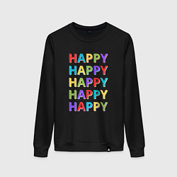 Свитшот хлопковый женский Разноцветное счастье, цвет: черный