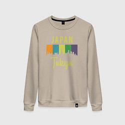 Свитшот хлопковый женский Токио Япония, цвет: миндальный