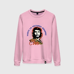 Свитшот хлопковый женский Че Гевара - всегда вперёд к победе!, цвет: светло-розовый