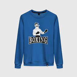 Свитшот хлопковый женский Boxing man, цвет: синий