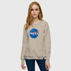 Свитшот хлопковый женский Pizza x NASA, цвет: миндальный — фото 2