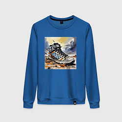 Свитшот хлопковый женский Арт дизайнерские кеды, цвет: синий