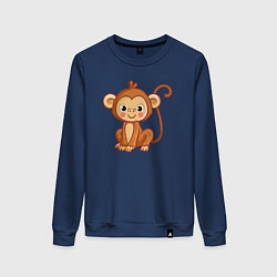 Свитшот хлопковый женский Милая мартышка, цвет: тёмно-синий