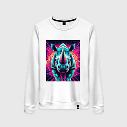 Свитшот хлопковый женский Кибер носорог, цвет: белый