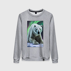 Женский свитшот Полярный медведь на снегу