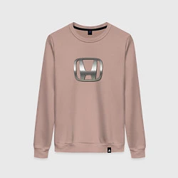 Свитшот хлопковый женский Honda sport auto silver, цвет: пыльно-розовый