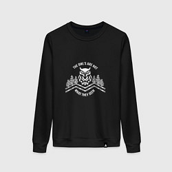 Свитшот хлопковый женский Совы не то чем они кажутся, цвет: черный