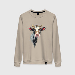Свитшот хлопковый женский Злая корова, цвет: миндальный