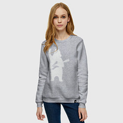 Свитшот хлопковый женский Мишутка рокер, цвет: меланж — фото 2