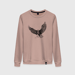 Свитшот хлопковый женский Орёл машет крыльями, цвет: пыльно-розовый