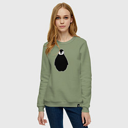 Свитшот хлопковый женский Пингвин мылыш трафарет, цвет: авокадо — фото 2