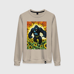 Свитшот хлопковый женский Разъяренная горилла, цвет: миндальный