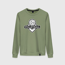 Свитшот хлопковый женский Volleyball club, цвет: авокадо