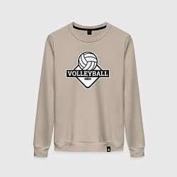 Свитшот хлопковый женский Volleyball club, цвет: миндальный